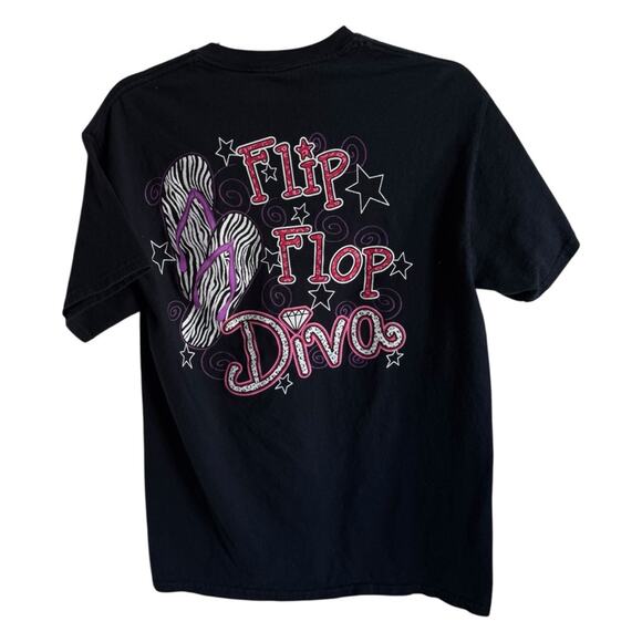 5/$35     Flip Flop Southern  Diva Women’s Black T-Shirt Tee Medium - Picture 1 of 3